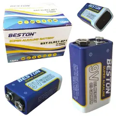 BESTON - 12 Baterías alcalina 9V BST-6LR61-BP1 pila 9v sin mercurio