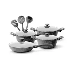 FINEZZA - Juego de Ollas 11Pzas Ultra Granito FZ-X1713M Gris