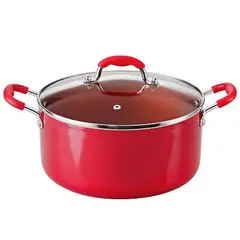 OSTER - Olla OS-16729 con Tapa de Vidrio Templado 10 Litros Rojo
