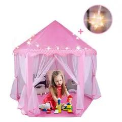 EVERBEST - Casa princesa castillo carpa infantil con luces para niñas