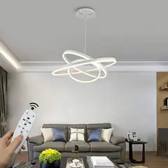 GENERICO - Lampara colgante led de 3 anillos regulables color blanco