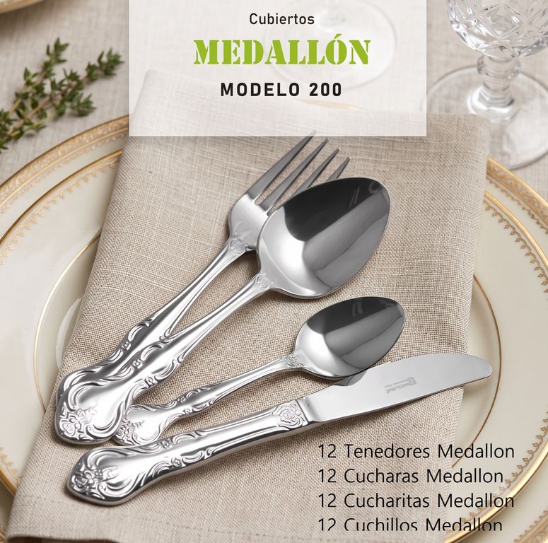 SET De Cubiertos MEDALLON Facusa X 48 Acero Inoxidable