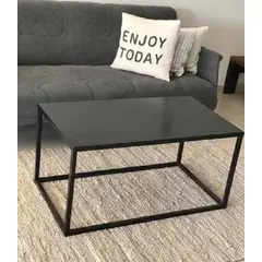 GENERICO - Mesa de centro industrial rectangular color negro 80x50x40