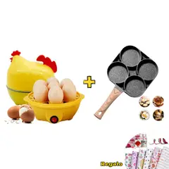IMPORTADO MC - Hervidor de huevos de Gallina y Sartén antiadherente 4 divisiones PACK
