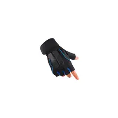 GENERICO - Mitones Guantes Deportivo para Pesas con Muñequera Azul L C