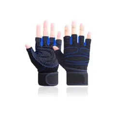 GENERICO - Mitones Deportivo para Pesas con Muñequera Azul M MT4