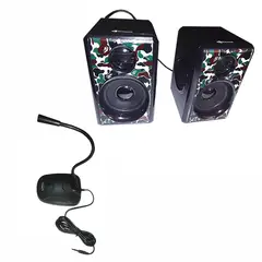 KISONLI - Combo PARLANTES gamer camuflaje MICROFONO - PC Laptop Tablet Cel MP4
