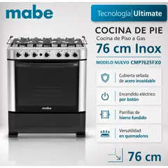 Mabe - Cocina Mabe a Gas de 6 Quemadores CMP7625FX0
