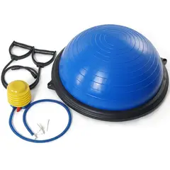 RISUTIMPORT - Pelota Bosu Yoga Azul + 2 Ligas + Inflador Soporta 150 Kilos