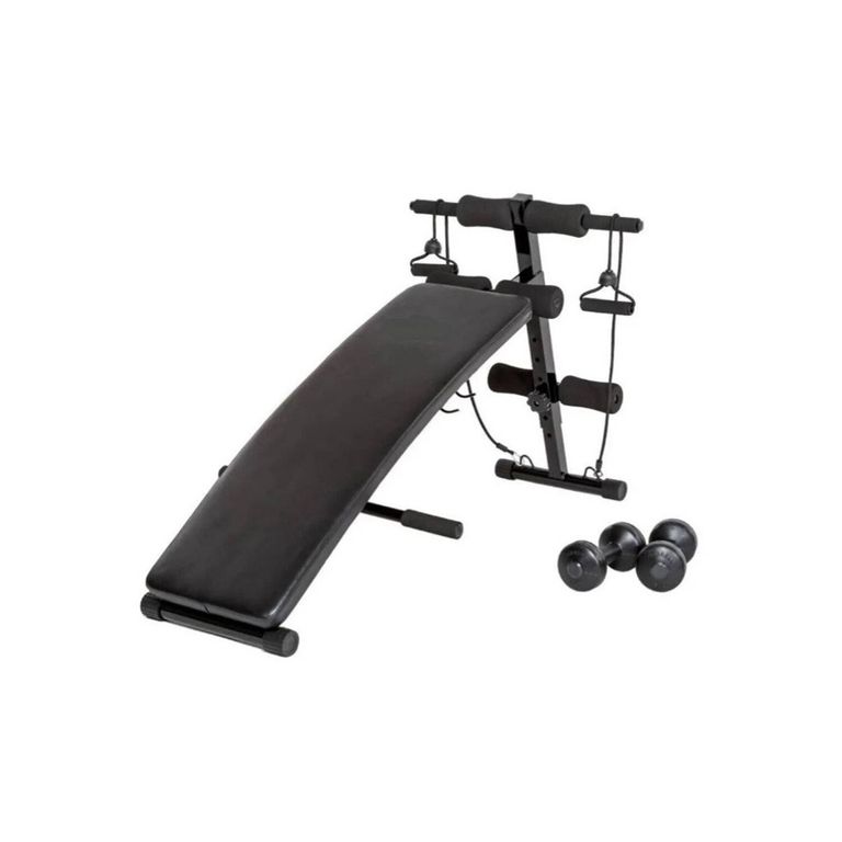 Banca para abdominales pro curva + 2 liga+2pesa