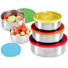 MINARI - Set X5 Bowls de Cocina Táper Herméticos con Tapa 05B - Multicolor