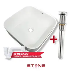 STONE - COMBO DE LAVAMANOS AMALIA BLANCO DESAGUE POP UP GRANDE SREBOSE