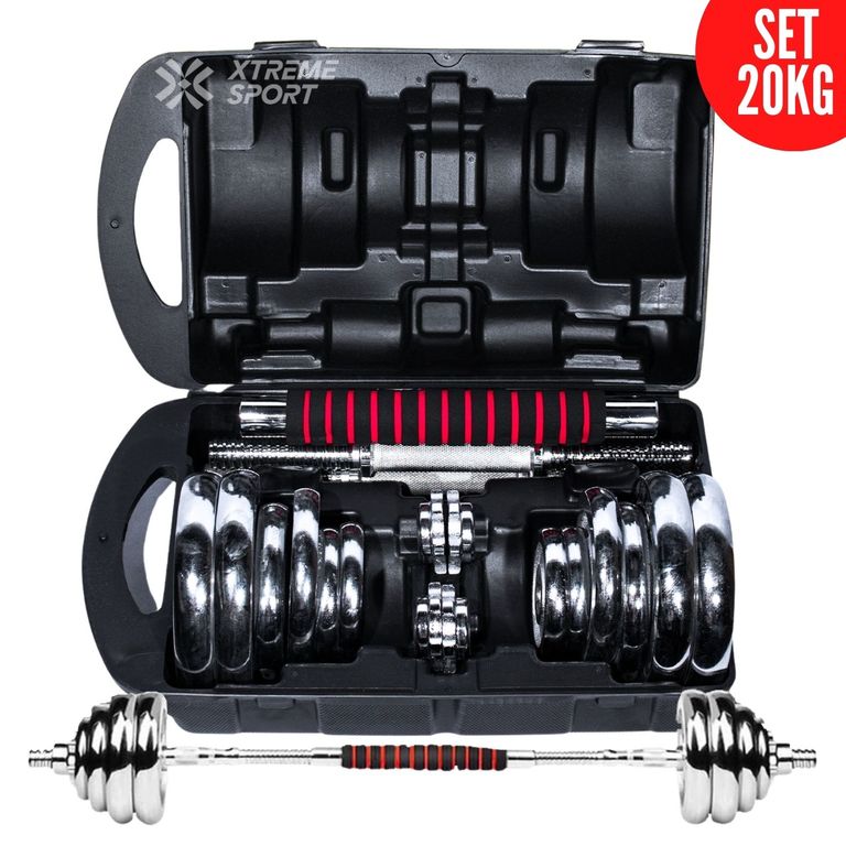 Mancuernas Pesas Set de 20kg Discos Cromados