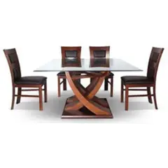 MOBILIARI - Juego De Comedor 6 Sillas Cristal Negro