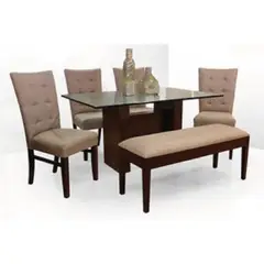 MOBILIARI - Mobiliari Juego De Comedor 4 Sillas + Banqueta Cedric Beige.
