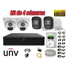 UNIVIEW - CÁMARAS SEGURIDAD KIT 4 FULL HD 2MP + DISCO 2TB COMPLETO