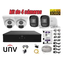 UNIVIEW - CÁMARAS SEGURIDAD KIT 4 FULL HD 2MP + DISCO 4TB COMPLETO