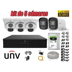 UNIVIEW - CÁMARAS SEGURIDAD KIT 5 FULL HD 2MP + DISCO 2TB COMPLETO