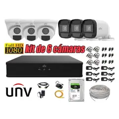 UNIVIEW - CÁMARAS SEGURIDAD KIT 6 FULL HD 2MP + DISCO 2TB COMPLETO
