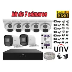 UNIVIEW - CÁMARAS SEGURIDAD KIT 7 FULL HD 2MP + DISCO 4TB COMPLETO