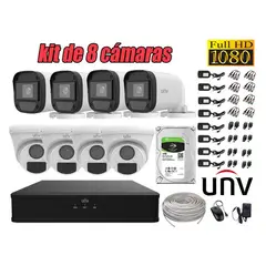 UNIVIEW - CÁMARAS SEGURIDAD KIT 8 FULL HD 2MP + DISCO 1TB COMPLETO