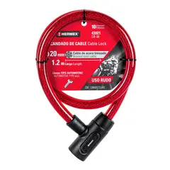 HERMEX - Candado de cable con llave, Ø 20 mm, 1,20 m