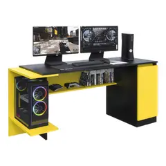 MOVENDA - Escritorio Gamer NR 02 167cm 1 Puerta Negro con Amarillo