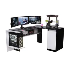 MOVENDA - Escritorio Gamer Movenda Nr 03 En L Negro/Blanco 1 Puerta