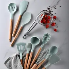 GENERICO - Set cocina cuchara espátula cucharón antiadherente SETCOCINA Turquesa