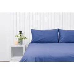 COBITEX HOME - Fundas De Almohada Lisas Azul Acero King 100 Algodón