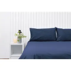 COBITEX HOME - Fundas De Almohada Lisas Azul Marino 2 Plazas 100% Algodón