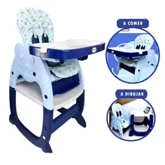 VOYAGE - Sillad de Comer panda azul 2 niveles con plato