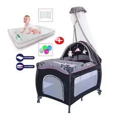 EBABY - Cuna corral mecedora sally 716 + colchón de 4"