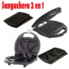 OSTER - Sandwichera 2 en 1 intercambiables para waflera - Negro