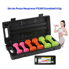HOLGU - Set de Pesas Neopreno Fit365 Dumbbell 6 Kg.