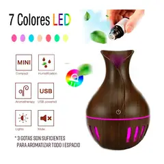 GENERICO - Humidificador Aromatizador Con Luces Led de 7 Colores de 130ml Marron