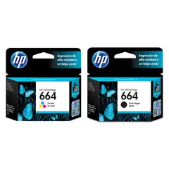 HP - KIT DE CARTUCHO DE TINTA 664 NEGRA / COLOR ORIGINAL