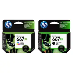 HP - KIT DE CARTUCHO DE TINTA 667XL NEGRA Y COLOR ORIGINAL