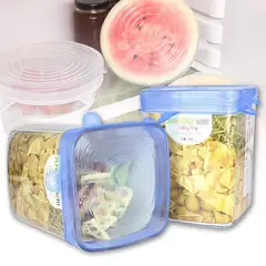 TODO FIT - Tapas de Silicona Elásticas 6 Tamaños de Fundas para Tazones azul