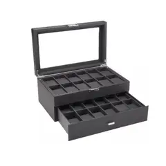 GENERICO - Porta Reloj De estilo Carbonado 24 Espacios