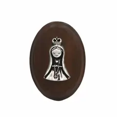 ARGENTARIA - Medalla Oval 10cm Virgen de Fátima - Plaqué y Madera