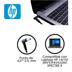 GENERICO - Cargador Genérico HP 19-5V 3-33A 65W Punta Celeste