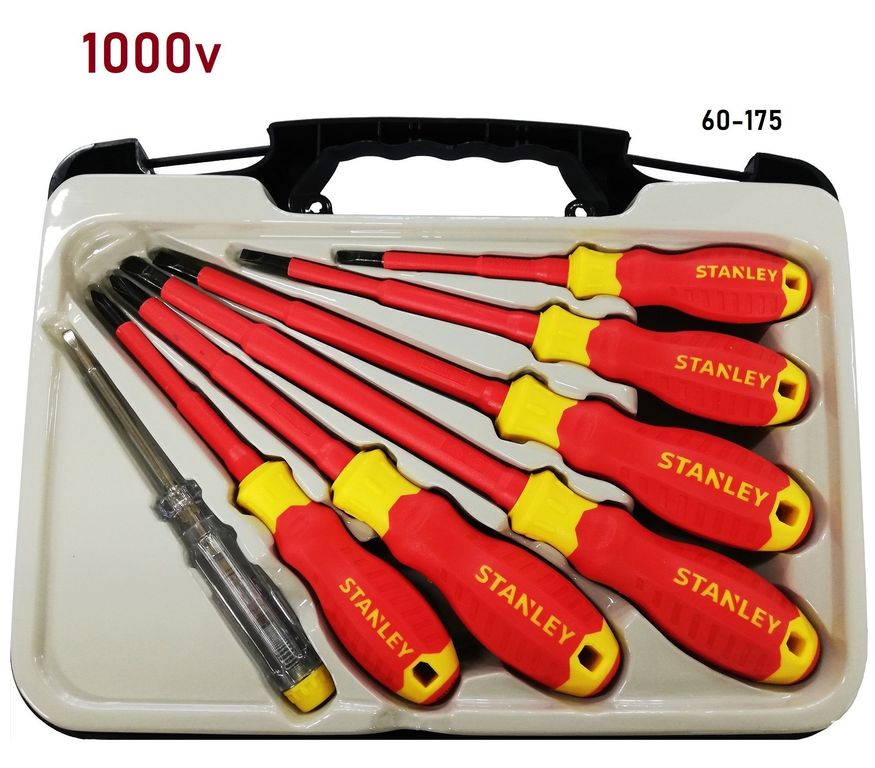 JUEGO 7 PIEZAS DESARMADORES AISLADOS 1000 VOLTIOS ELECTRICISTA 60-175 STANLEY