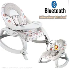 BEBE - Mecedora para Musical Vibraciones Relajantes Zoo Beige