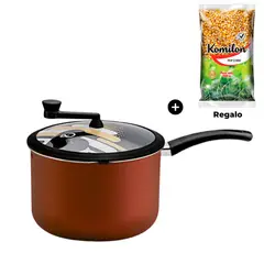 PANELUX - Olla para Hacer Popcorn 22 cm Color Marrón Línea Premium + Regalo
