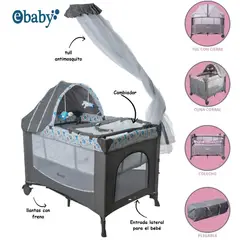 EBABY - Cuna Corral Mecedora Dacora 750-1 Con Cambiador Azul Claro