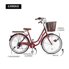 CROSSBIKE - Bicicleta Aro 26 Jasmin Marrón