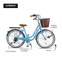 CROSSBIKE - Bicicleta Aro 26 Jasmin Celeste