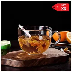 INSPIRA MARKET - Set de 6 tazas de vidrio con mango 420 ml