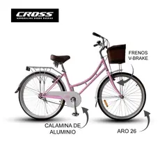 CROSSBIKE - Bicicleta Aro 26 City 26c202 Rosada